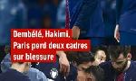 Revoir Touch  la cheville gauche, achraf hakimi sort, tout ousmane dembl lors de psg - bayern munich du 04 Novembre